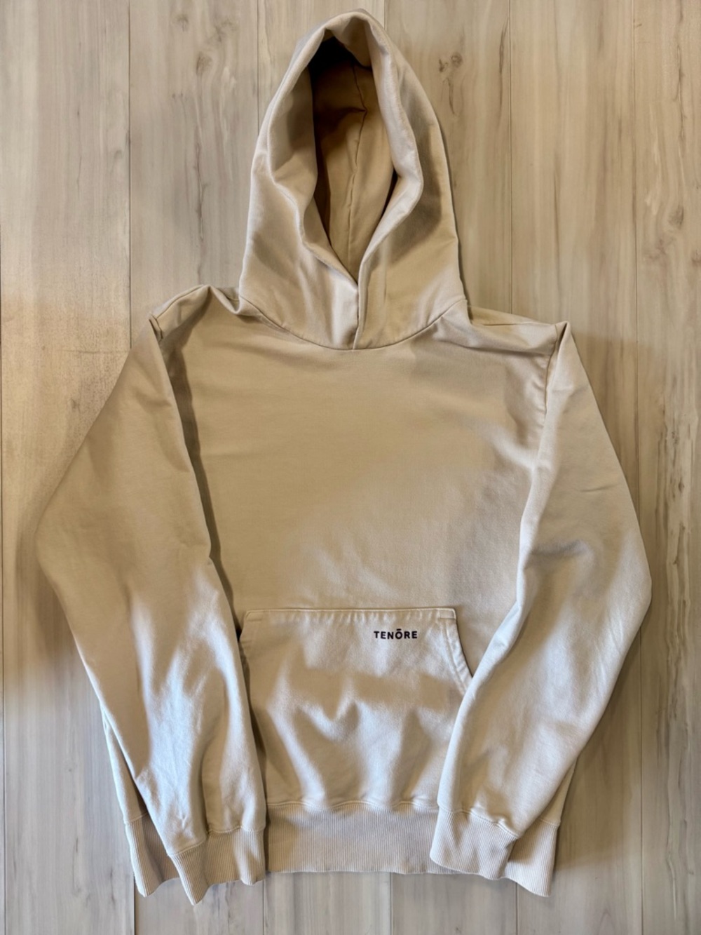 Tenore Logo Cream Hooded Sweatshirt size M